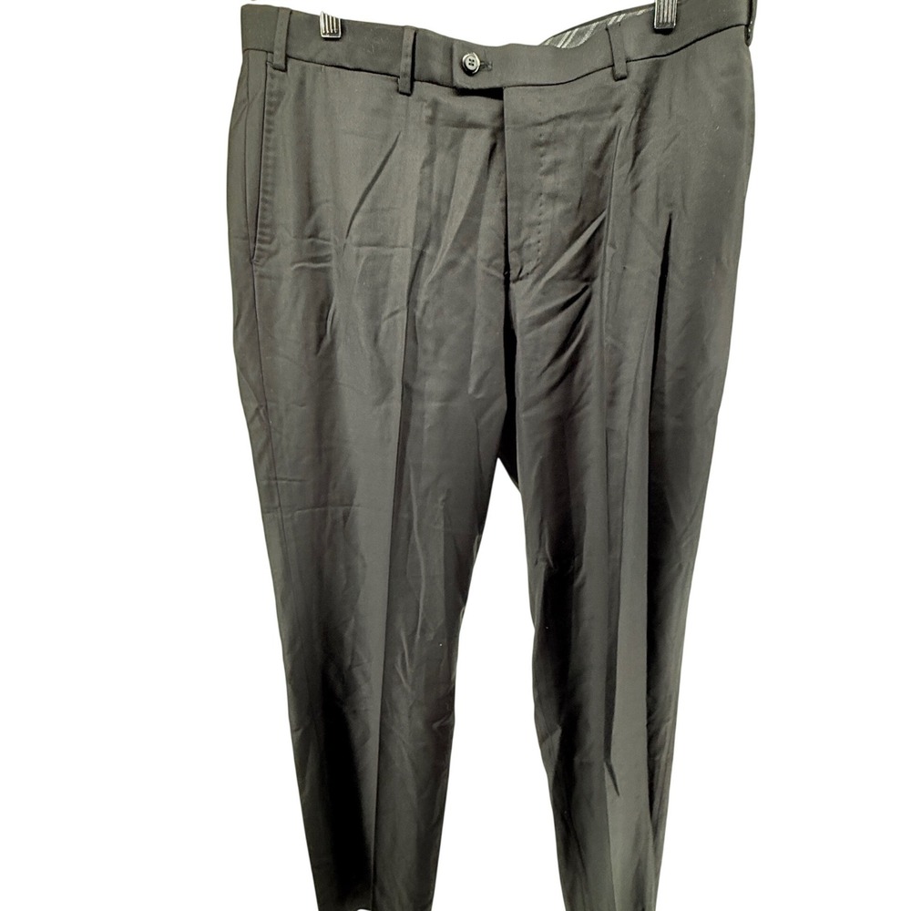 Hiltl Wool Cashmere Blend Italian‎ Trousers Mens Size 36 Pleated Front Black